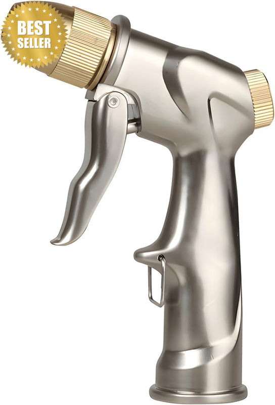Heavy Duty Metal Garden Hose Nozzle,High Pressure Hand Sprayer with 4 Adjustable