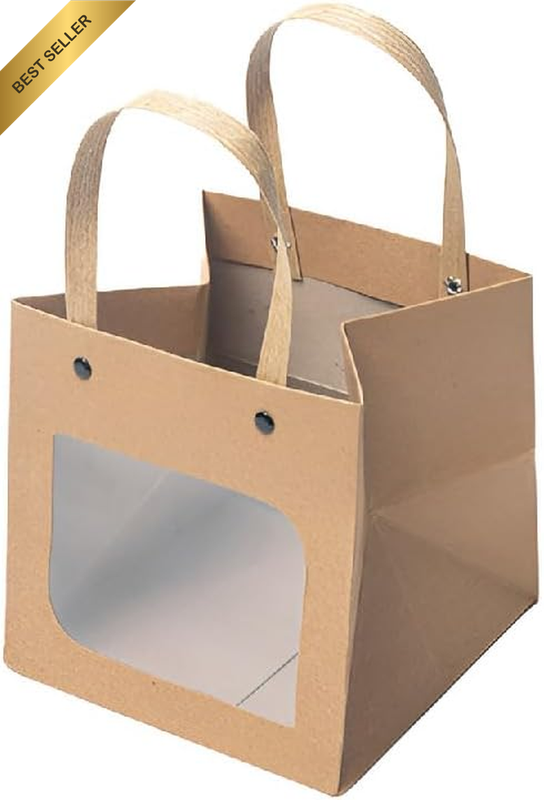 25PCS Square Kraft Paper Bags, Sturdy Multipurpose Brown Tote Bags, 5.9"X5.9" Du