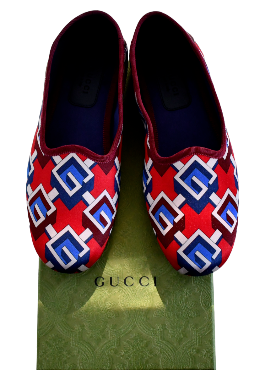 GUCCI サイドストライプ レギンス 🆕️ Auth GUCCI GEOMETRIC Printed Women's Slip-on Slipper