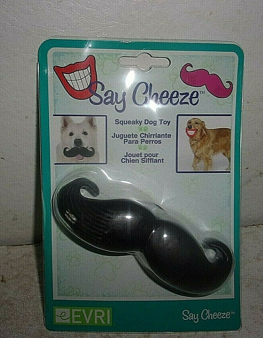 Say Cheeze Cheese Squeaky Dog Toy - Black Mustache - New