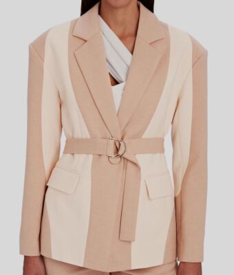 $495 Acler Women's Pink Garcia Belted Two-Tone Blazer Jacket Size AU 12/US 8