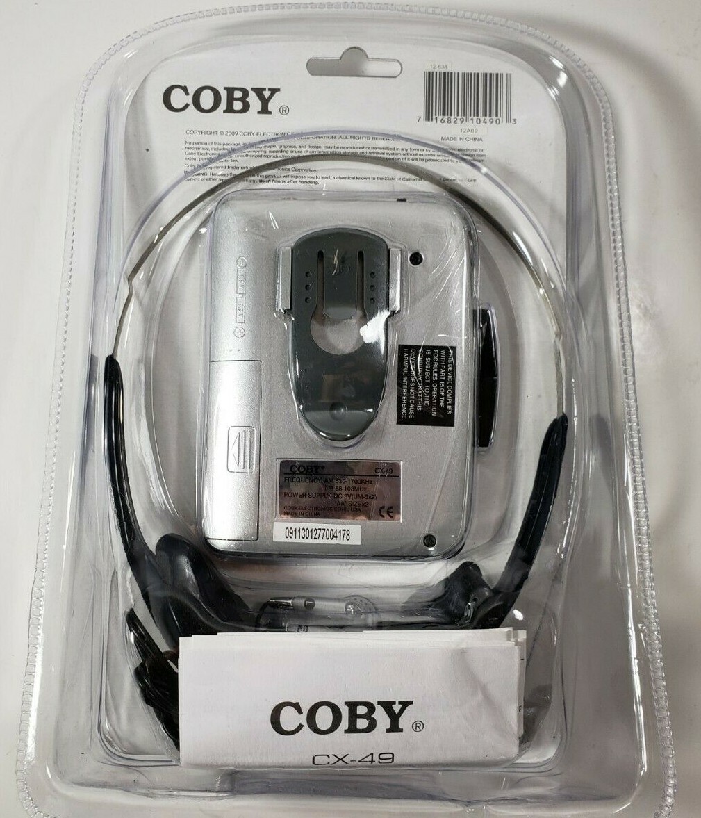 Coby Personal AM/FM New In Package Cassette Player CX-49 With Head Phones