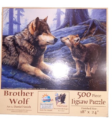 SunsOut Brother Wolf 500 Piece Jigsaw Puzzle New Sealed 