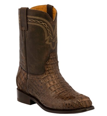 Pre-owned Western Mens Brown  Boots Crocodile Hornback Skin Real Leather Cowboy Roper