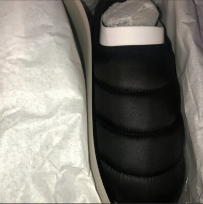 Mens Fleece Lining Traction Mule Black Quilted Slippers Shoe Sz 8 Sturdy Outdoor
