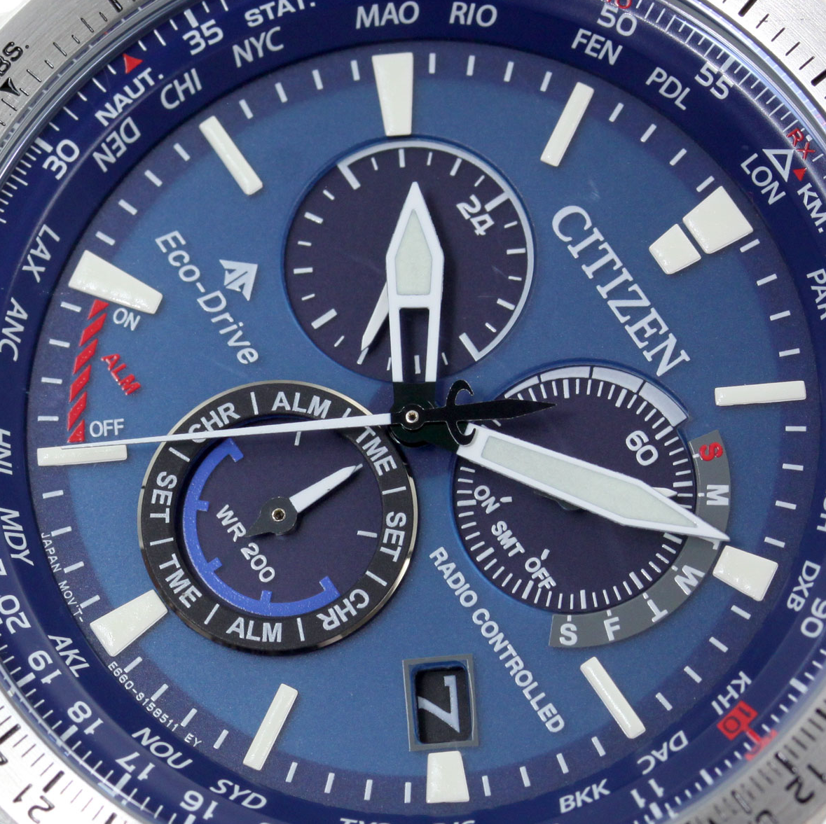 Pre-owned Citizen Promaster Sky Blue Dial Saaphire Radio Controlled Eco-drive Cb5000-50l