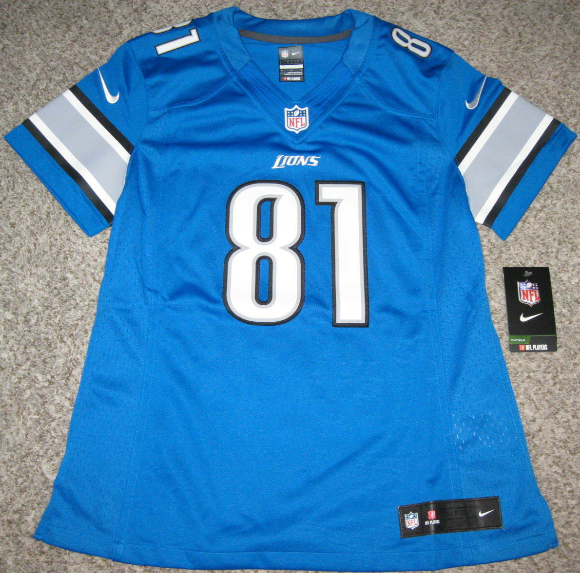 Mens Detroit Lions Calvin Johnson Nike White Game Jersey