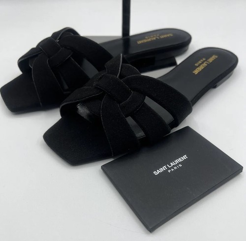 Saint Laurent Tribute Nu Pieds 05 Slide Flat Sandals Nero