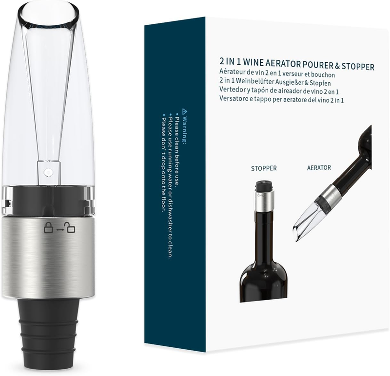 KITCHENDAO 2-In-1 Wine Aerator Pourer and Stopper, Premium Wine Air Aerator Pour