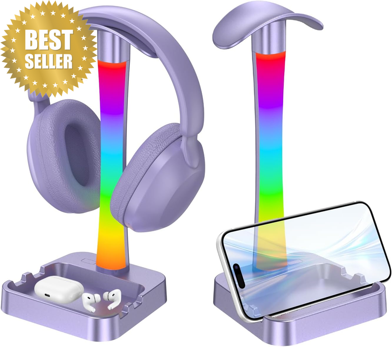 Headphone Stand with Charger,Gaming Headset Stand with RGB Light Mode,For Airpod