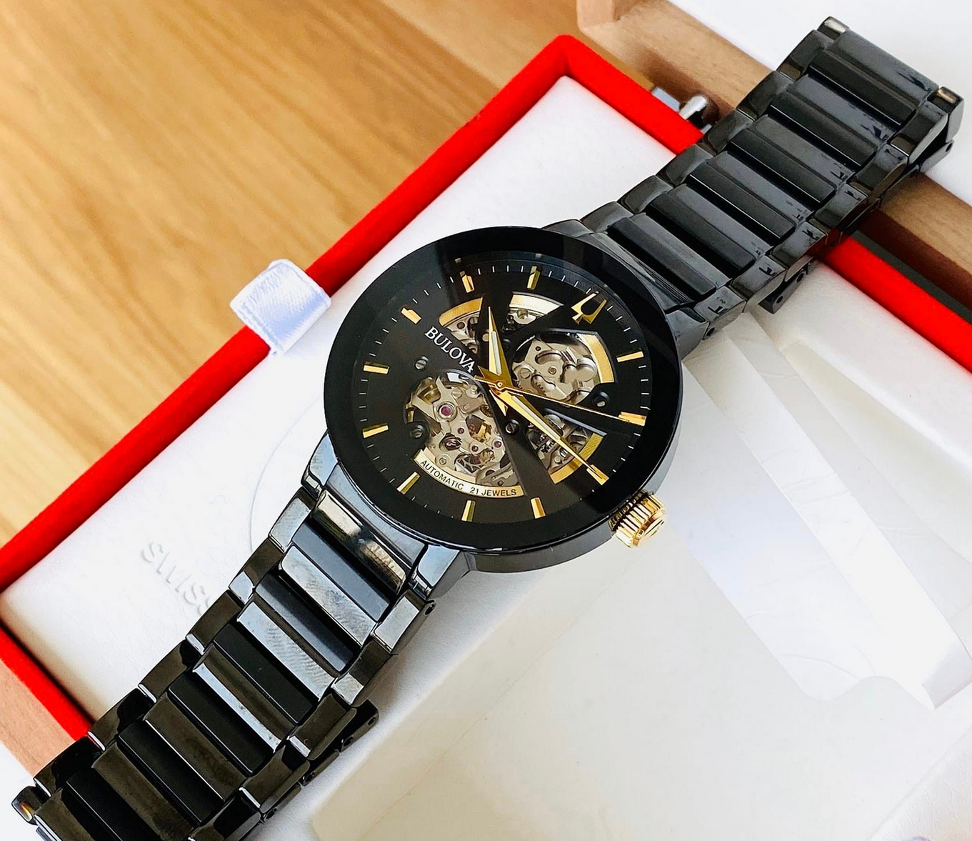 Pre-owned Bulova Automatic Modern Futuro Black Dial Stainless Steel Men's Watch 98a203
