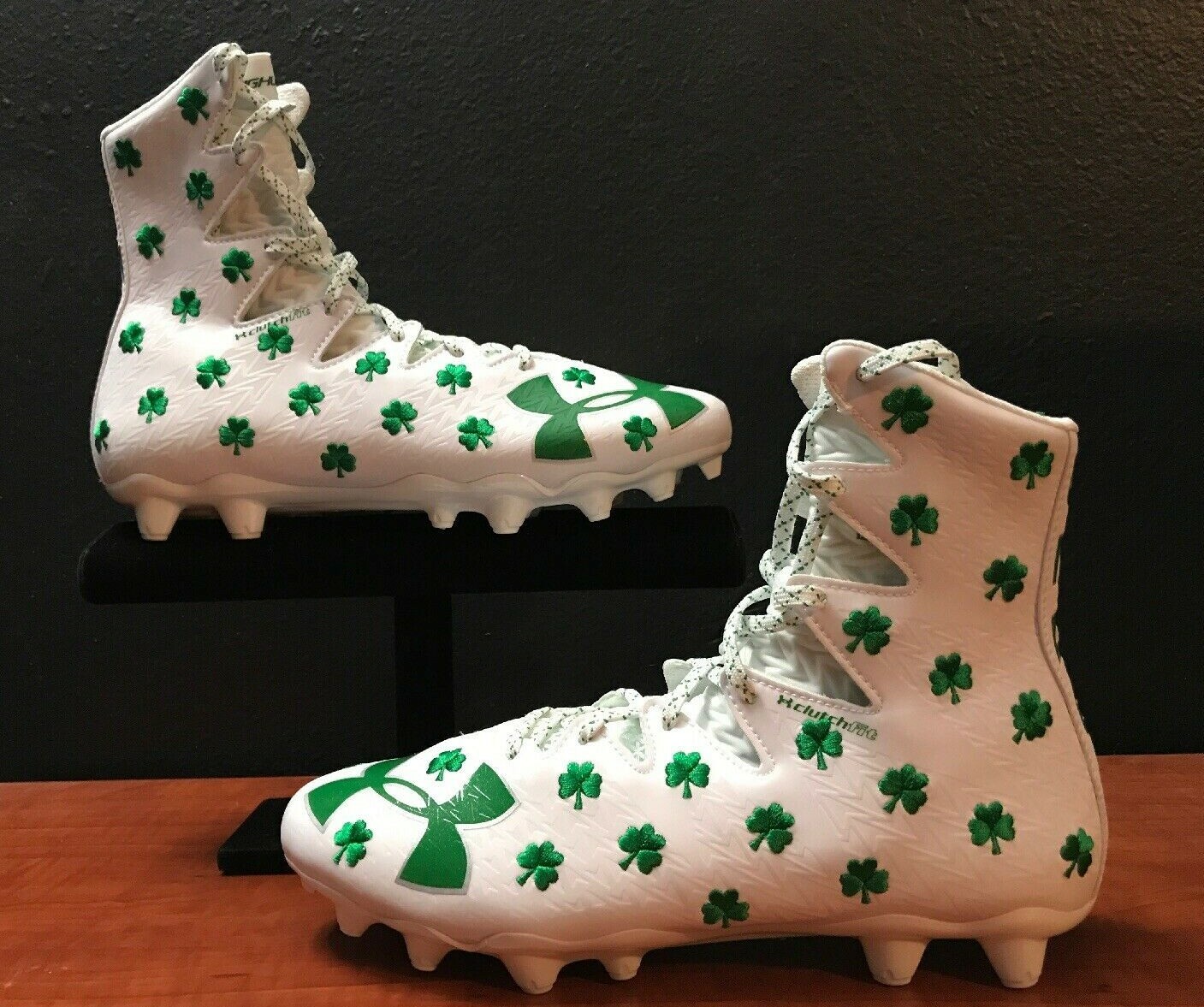 Under Armour Highlight MC Football Lacrosse Cleat RARE White Clover Shamrock Lax