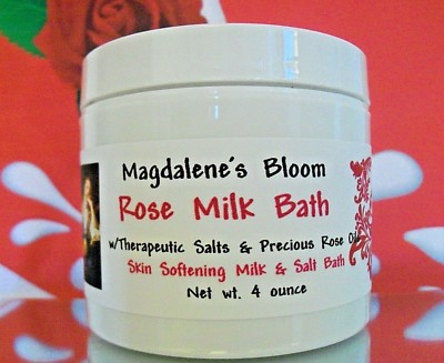 ROSE MILK BATH Therapeutic Salts Aromatherapy Skin Softener Rose Oil 4 oz