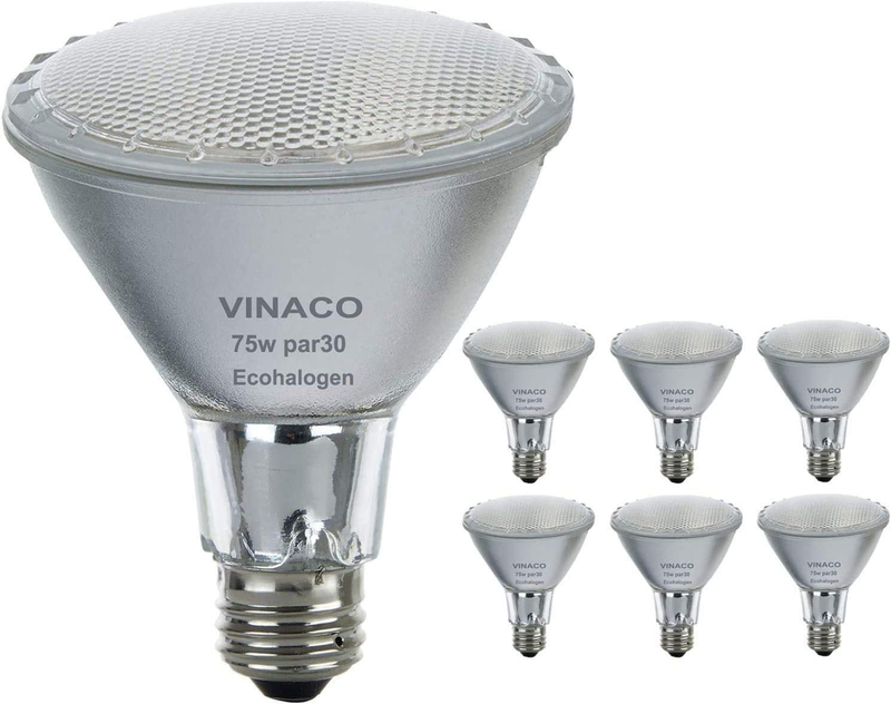 Par30 Long Neck Halogen 75W, 6PCS Par30S 75W 120V Flood Light Bulbs, Dimmable, H