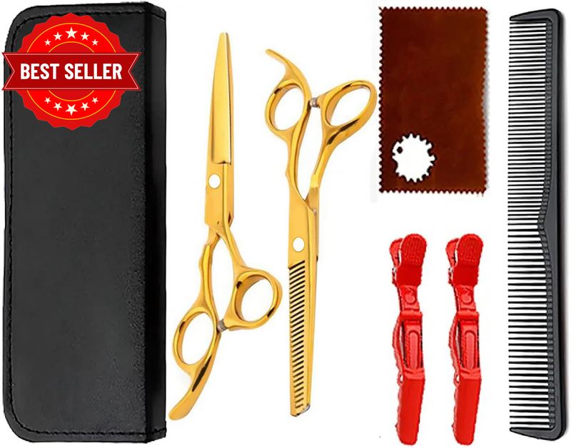 8Pcs Professional Barber Scissors Kit for Hair Cutting & Thinning | Premium Hair