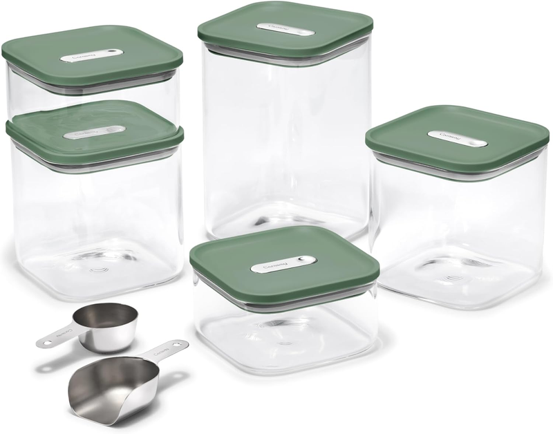 14-Piece Glass Airtight Food Storage Containers with Lids – Non-Toxic, Bpa-Free Kitchen Storage Containers – Stackable, Space-Saving Airtight Containers for Dry Goods and More - Sage