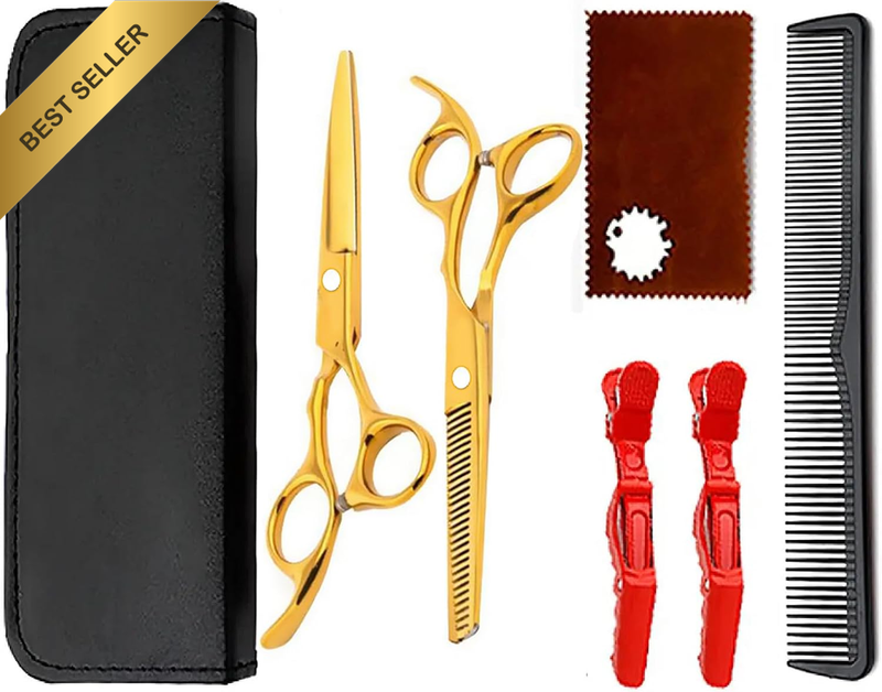 8Pcs Professional Barber Scissors Kit for Hair Cutting & Thinning | Premium Hair