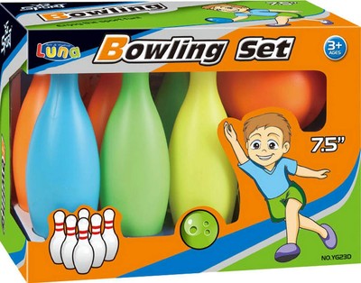 Luna Kinder Bowling Spielset 7-tlg. Kegel Wurfspiel mit 1 Ball 6 Pins 19 cm