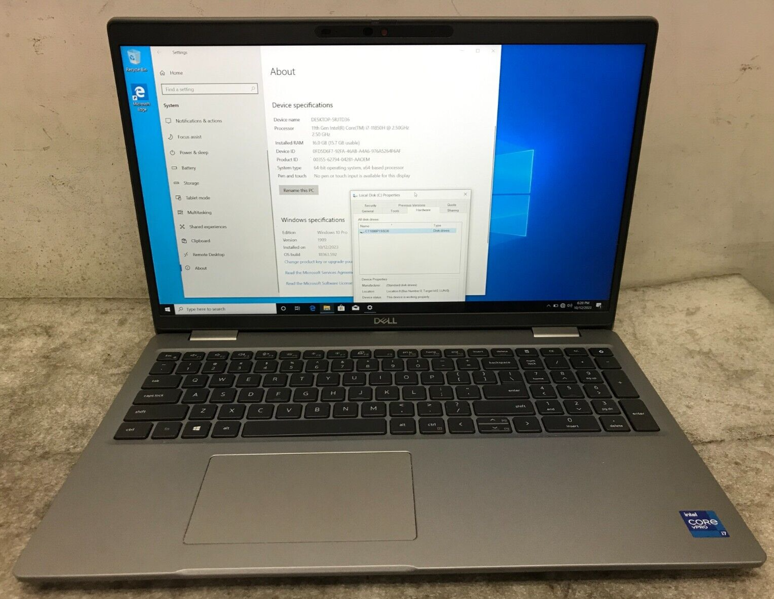 Dell Latitude 5521 / Intel Core i7-11850H 2.50GHz / 16GB RAM Dell Latitude 5521 / Intel Core i7-11850H 2.50GHz / 16GB RAM