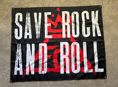 Fall Out Boy Save Rock and Roll Flag Banner RARE Concert Merch 57 x46 