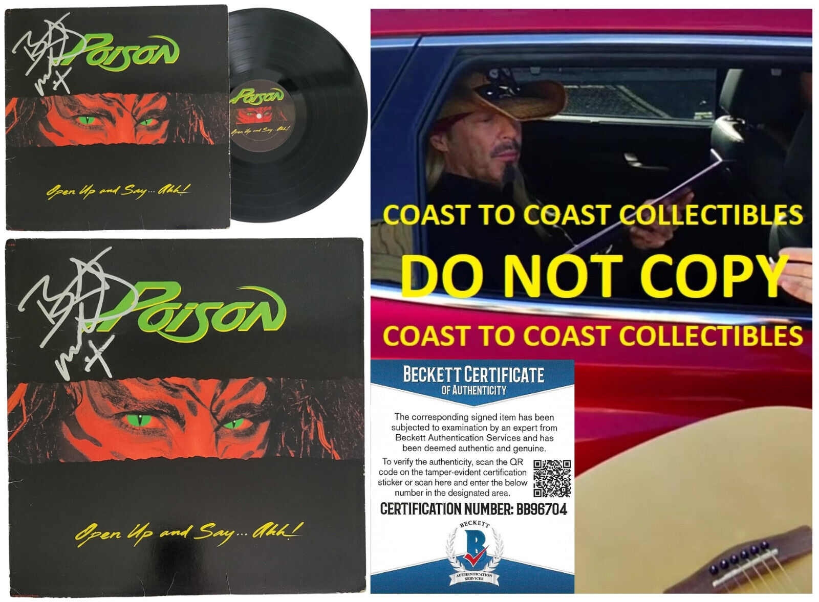 Bret Michaels Signed Poison Open Up and Say...Ahh! Album Beckett COA Proof Autographed Vinyl Record Bret Michaels Signed Poison Open Up and Say...Ahh! Album Beckett COA Proof Autographed Vinyl Record