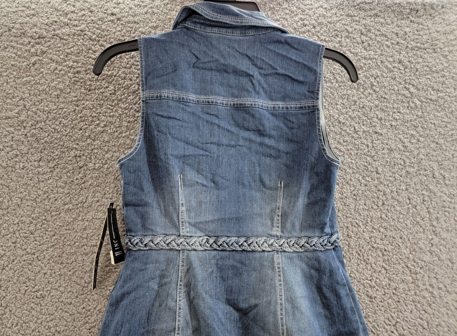 INC International Concepts Petites Denim Braided Casual Dress Women's 0P Indigo - Picture 12 of 15