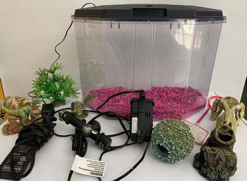 Aqua Culture LOT 6.5-Gallon Semi-Hex Aquarium Kit Plastic Plus Tons Of Extras!!