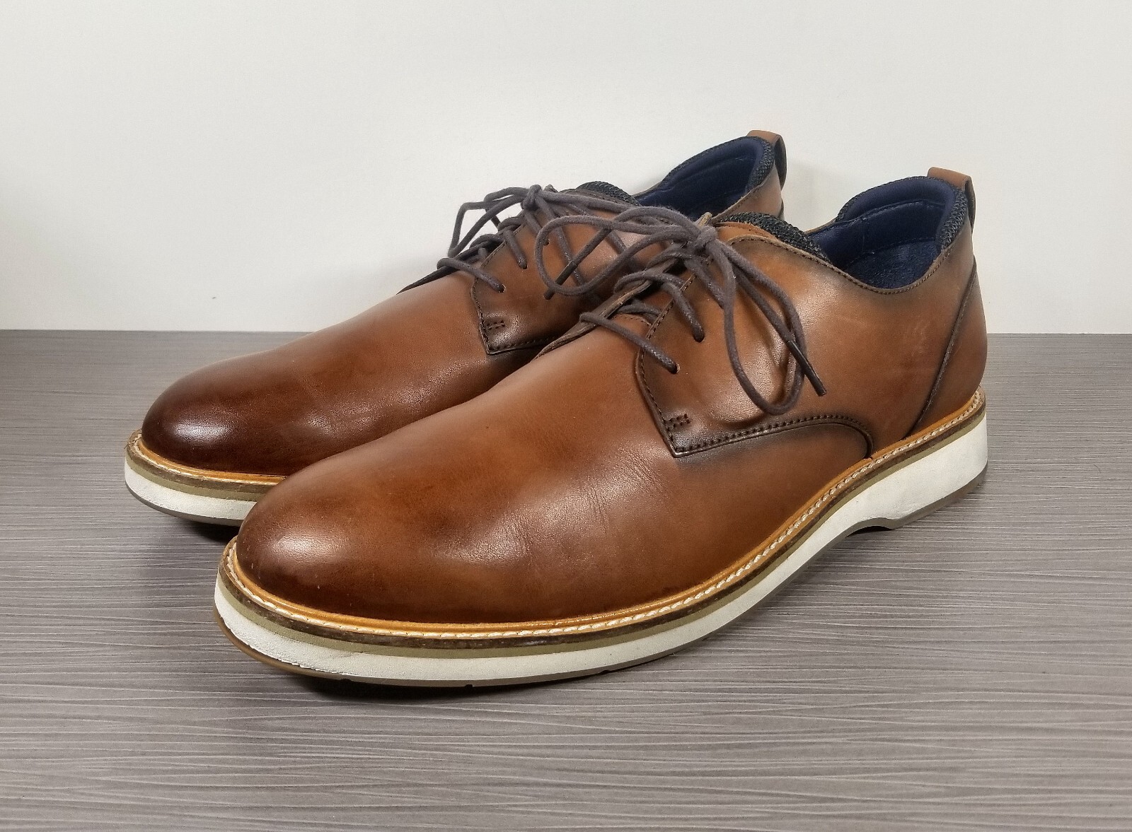 Cole Haan Osborn Plain Toe Derby, British Tan Leather / Ivory, Mens Size 11 M