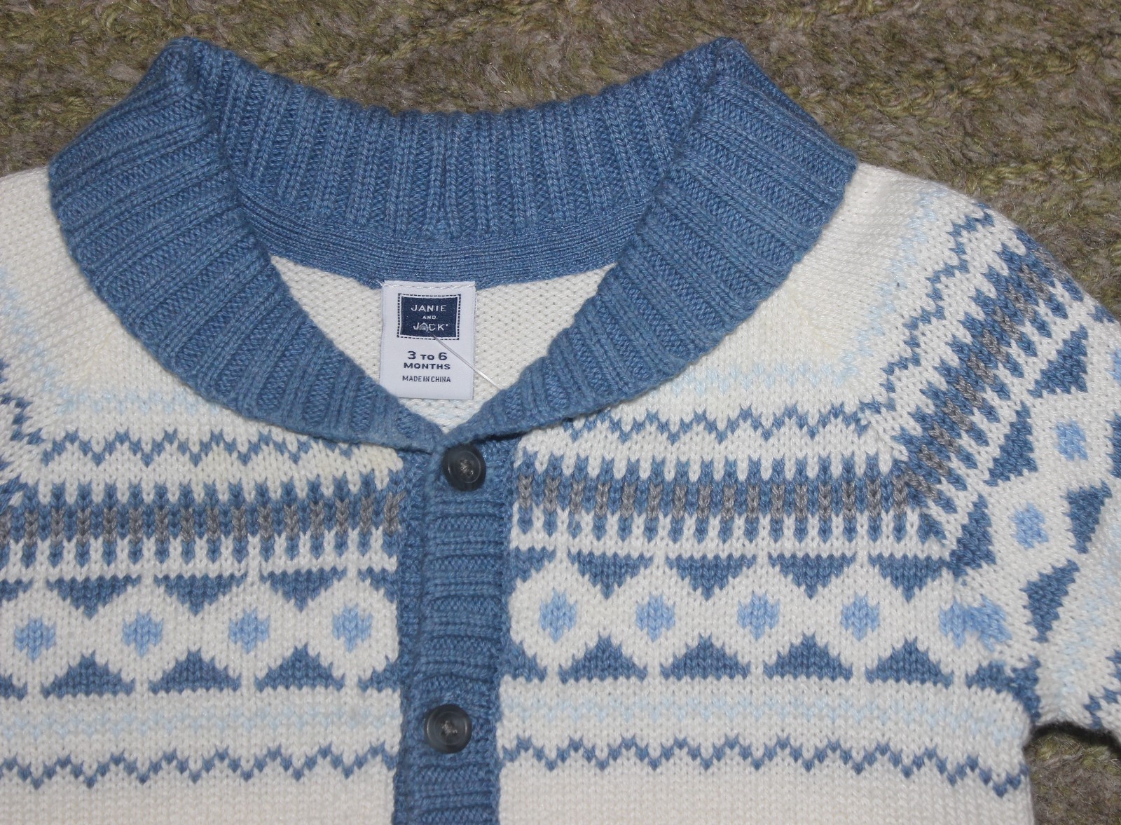 Janie and Jack Baby Boys Blue & White Sweater - Size 3-6 Months - EUC
