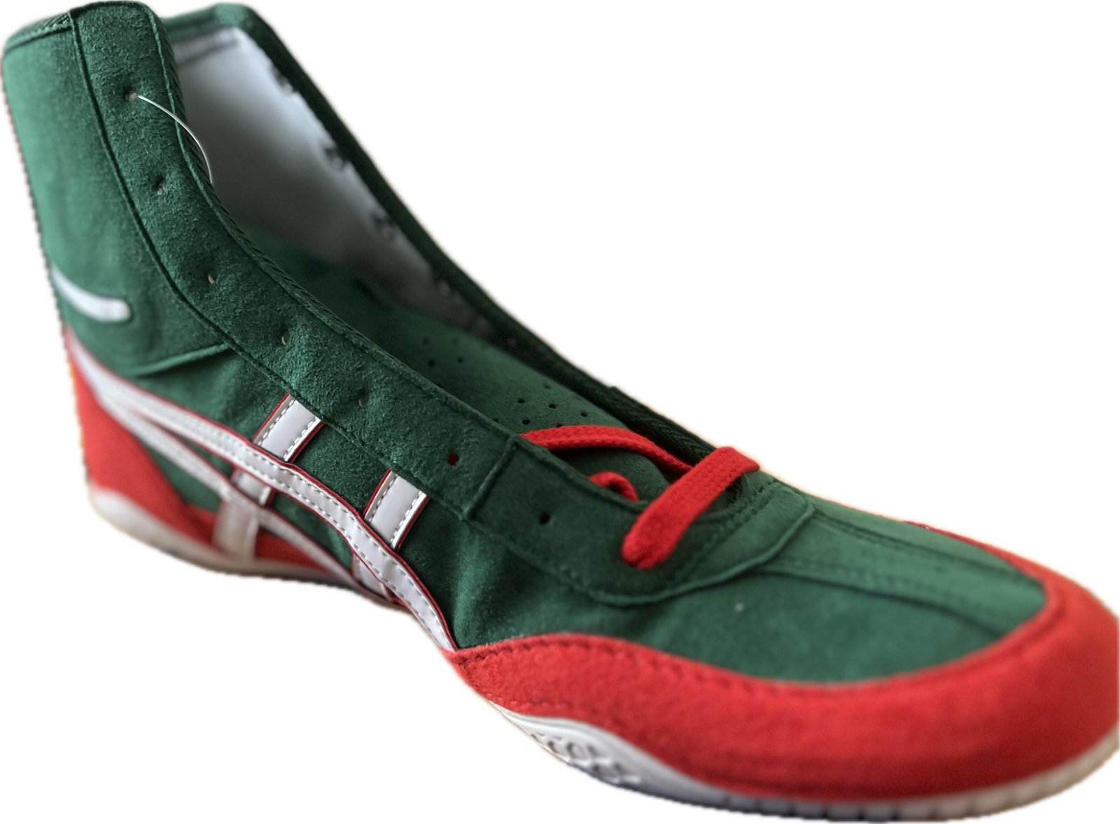 asics Boxing Wrestling Shoes Green × Red White Line Red NEW EX-EO TWR900 Next