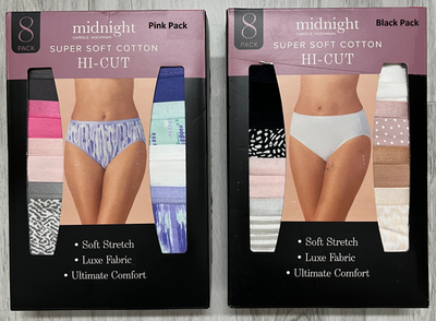 Carole Hochman Midnight Women's Super Soft Cotton Hi-Cut Panties 8 Pack,  Medium