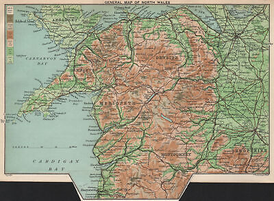 NORTH WALES relief. Anglesey Denbigh Carnarvon Merioneth Montgomery 1902 map