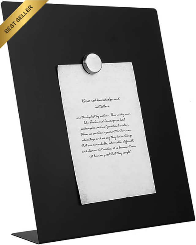 Magnetic Bulletin Board, 11" X 8.5" Black Tabletop Memo Display Board, Metal Sta