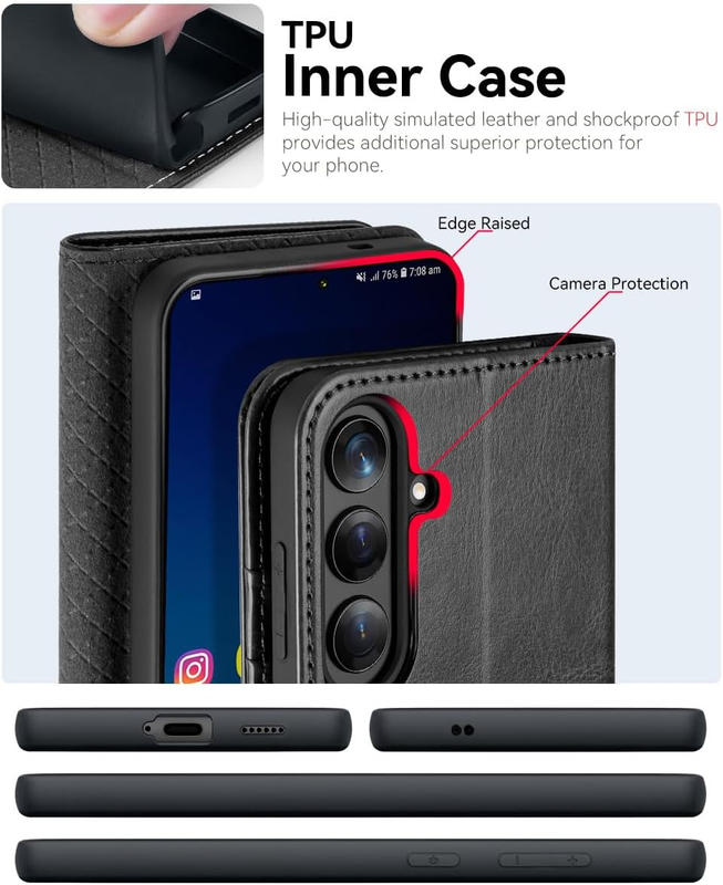 for Samsung Galaxy S25 FE Case PU Leather Flip S25 FE Wallet Case with RFID Bloc