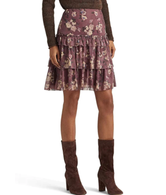 Lauren Ralph Lauren Floral Crinkle Georgette Miniskirt 5B 1996