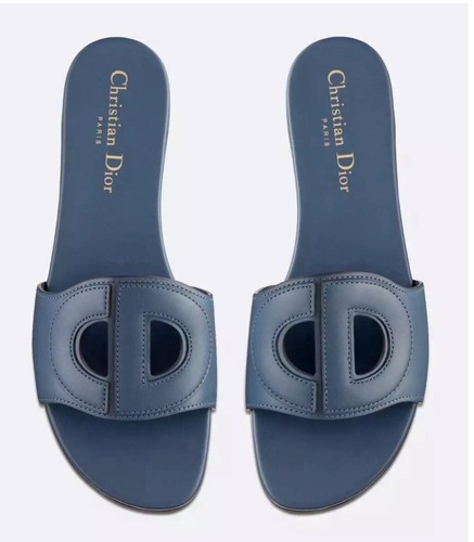 Christian Dior Dway D-Club Blue Leather CD Club Logo Slide