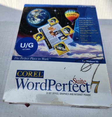 New & Factory Sealed Vintage Corel WordPerfect 7 Suite Software For Windows 95