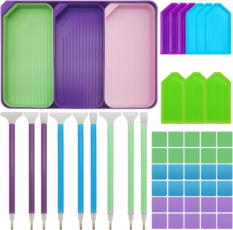 52 PCS Colourful Diamond Paintings Accessories, 9 Diamond Art Pens, 13 Diamond A