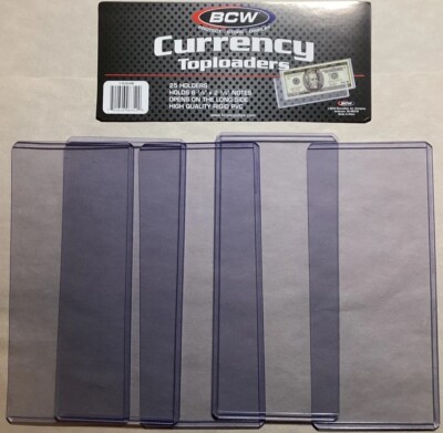 5 BCW Modern Currency Banknote Holder Rigid Toploaders With Tracking!