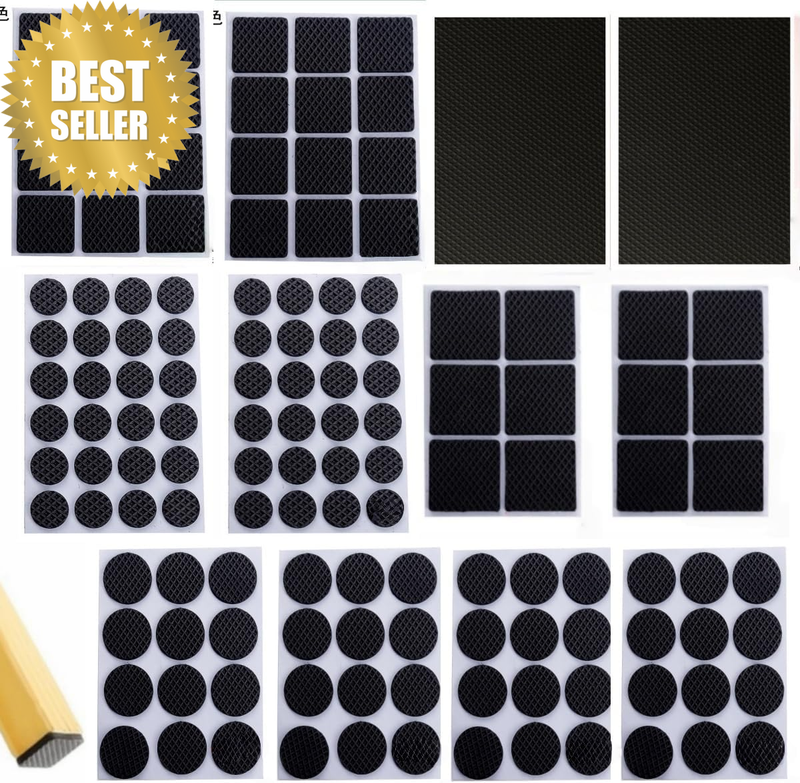 146 Piece Black Non-Slip Furniture Pads – Self Adhesive, Noise Reducing, Durable