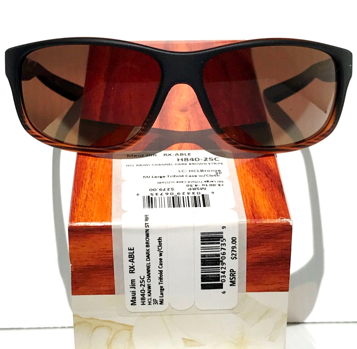 Pre-owned Maui Jim Kaiwi Channel Brown Stripe Polarized Bronze Glass Sunglass H840-25c