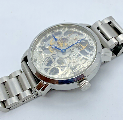 AKRIBOS Skeleton Men s 44mm Mechanical Watch Steel Case Bracelet
