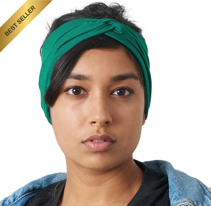 Elastic Turban Sports Headband Hairband Mens Womens Yoga Green