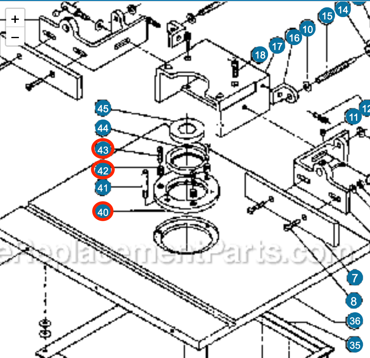Woodworking Shaper Tabletop Outer Fixed Ring and Fasteners for Powermatic 26, 27