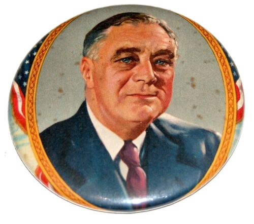 1936 FDR Franklin D. Roosevelt 3.5" IN campaign pin pinback button presidential