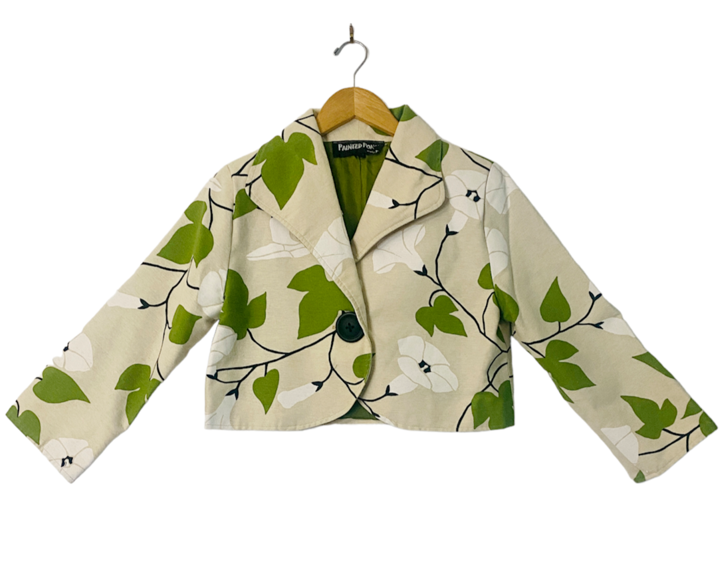 Vintatge Painted Pony Uniquely USA Jacket Beige Green Leaves