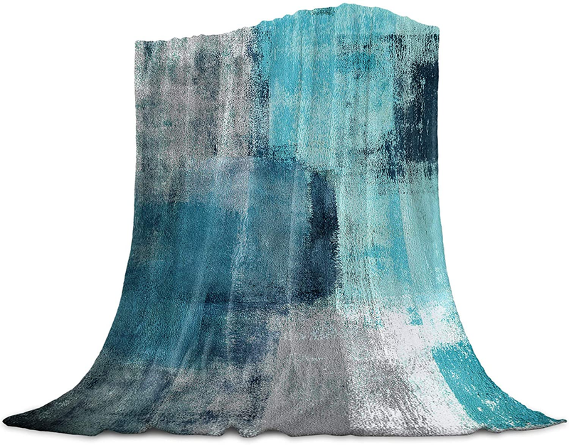 Turquoise Blanket Gray Aqua Abstract Paint Art Graffiti Lattice Super Soft Breat