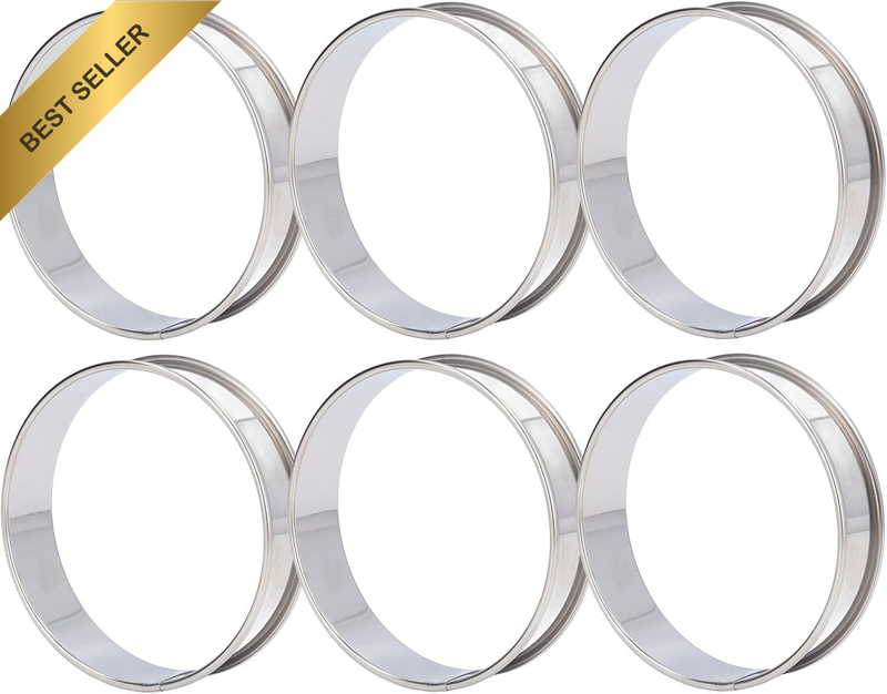 6 PCS Stainless Steel Crumpet Rings, Easy Demoulding DIY English Muffin Rings, D