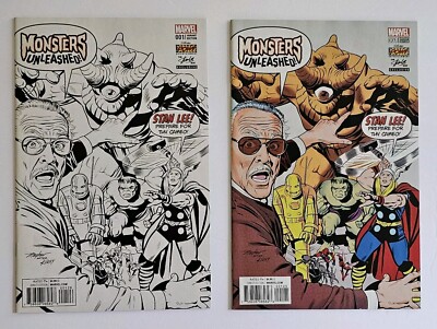 2017 Monsters Unleashed Comic  #1 Stan Lee Avengers Color & Sketch Variants
