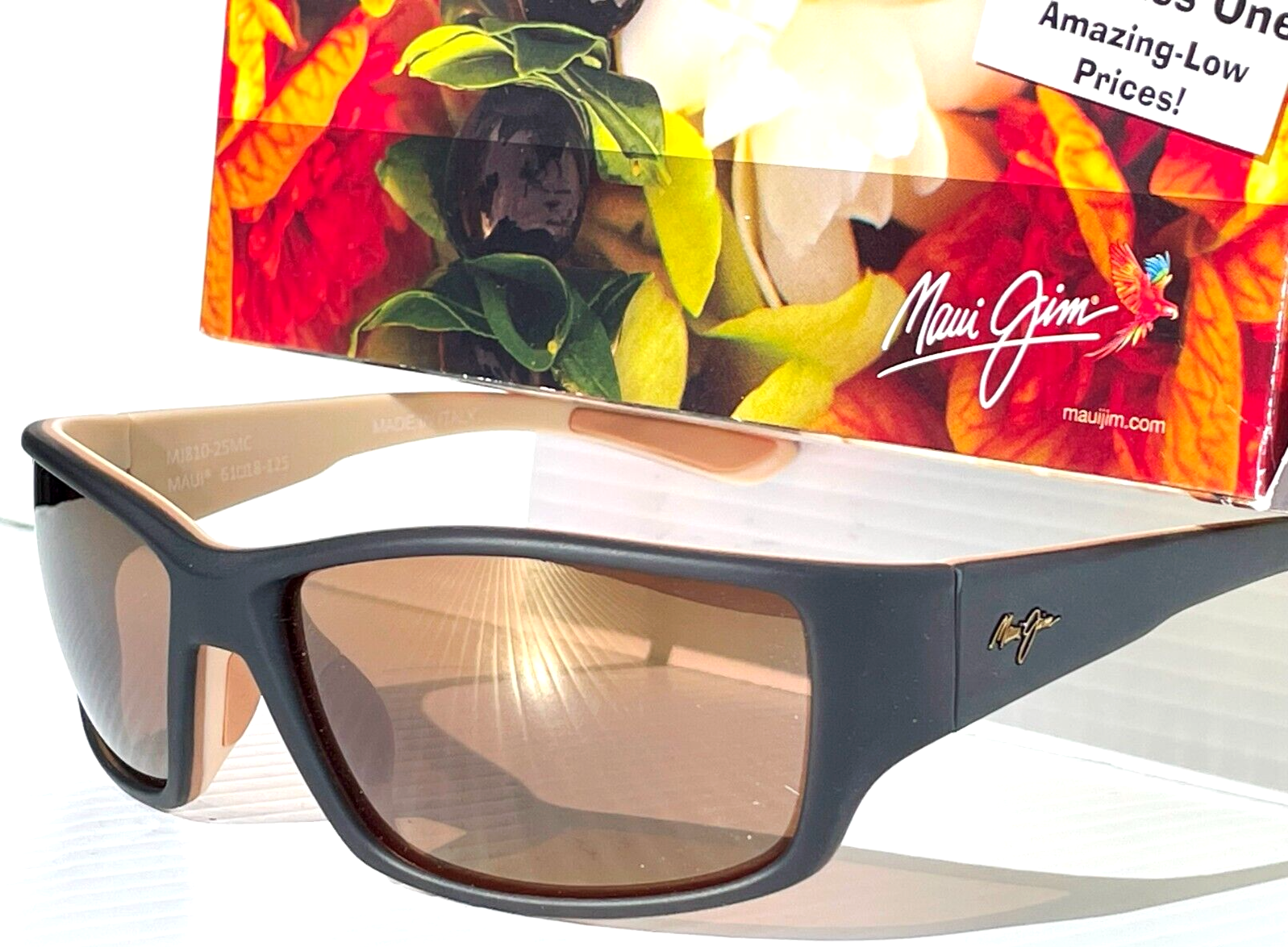 Pre-owned Maui Jim Local Kine Mat Brown & Tan Polarized Brown Glass Sunglass H810-25mc